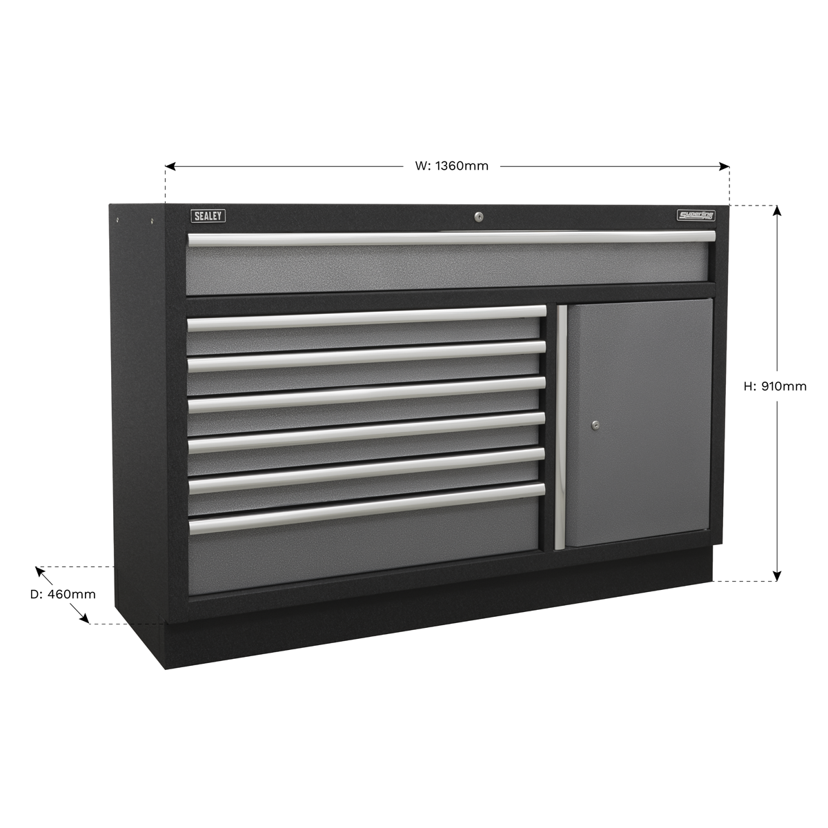 Modular 7 Drawer Floor Cabinet 1360mm