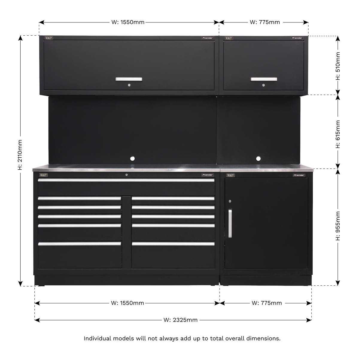 Premier 2.3m Storage System - Stainless Worktop