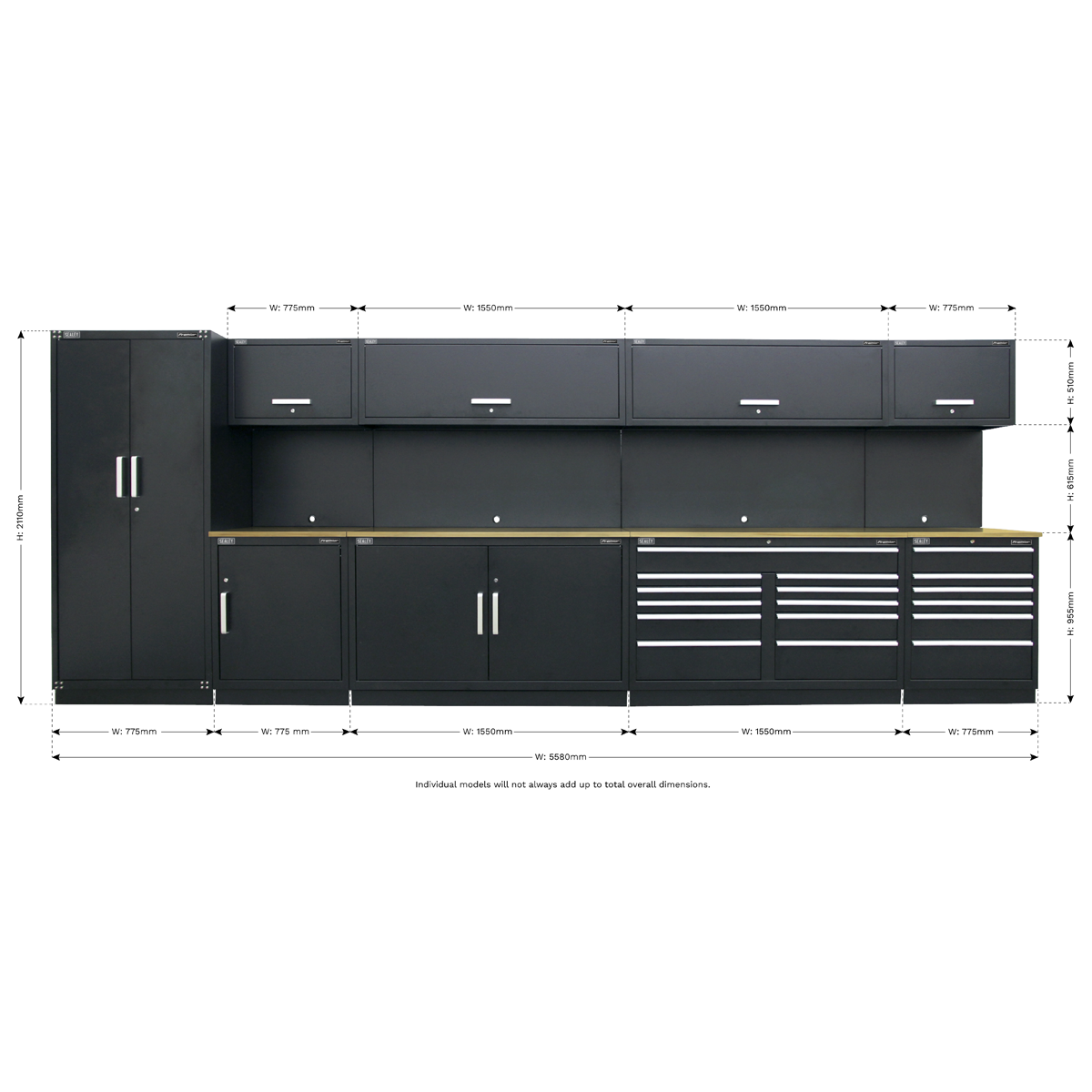 Premier 5.6m Storage System - Oak Worktop