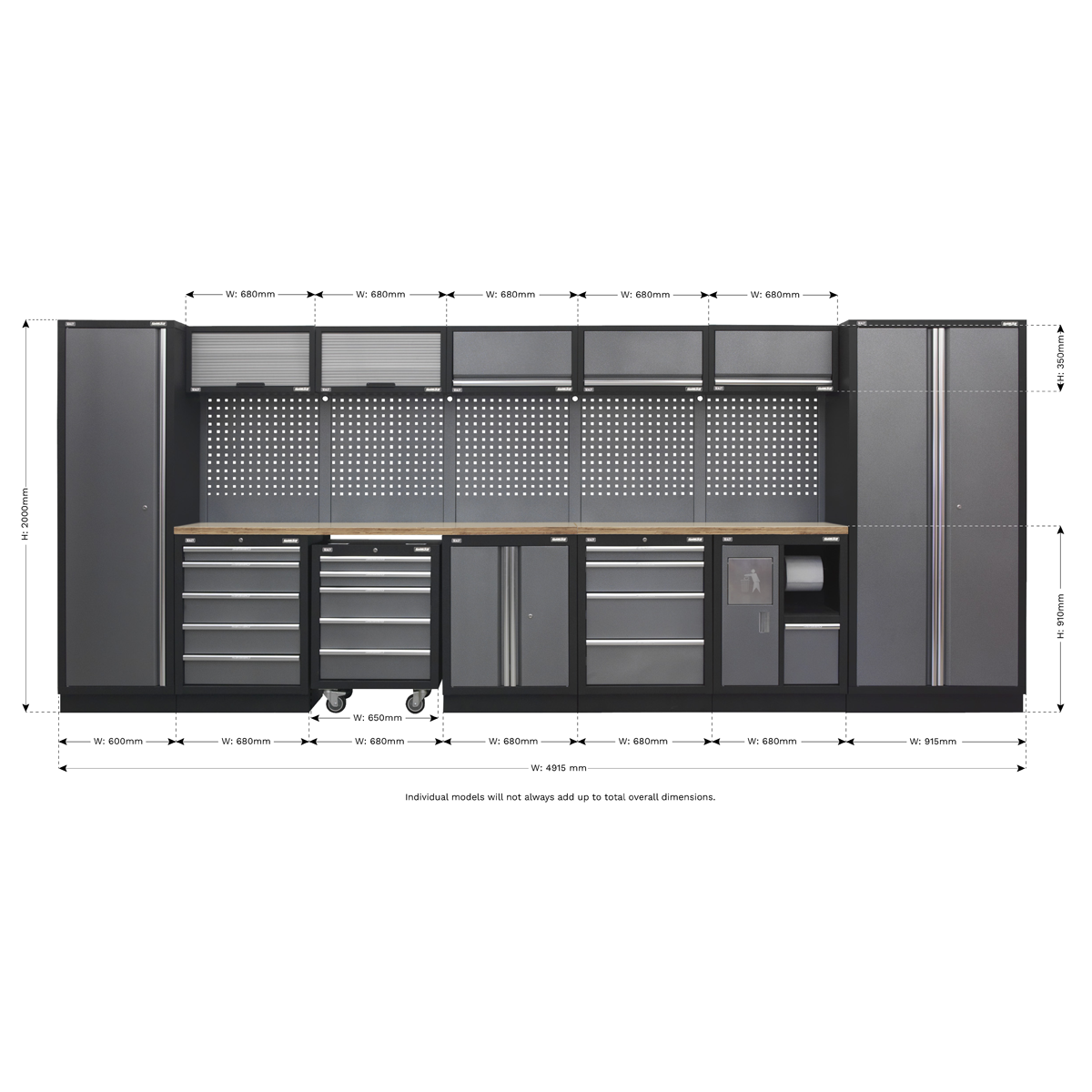 Superline PRO® 4.9m Storage System - Wood Worktop