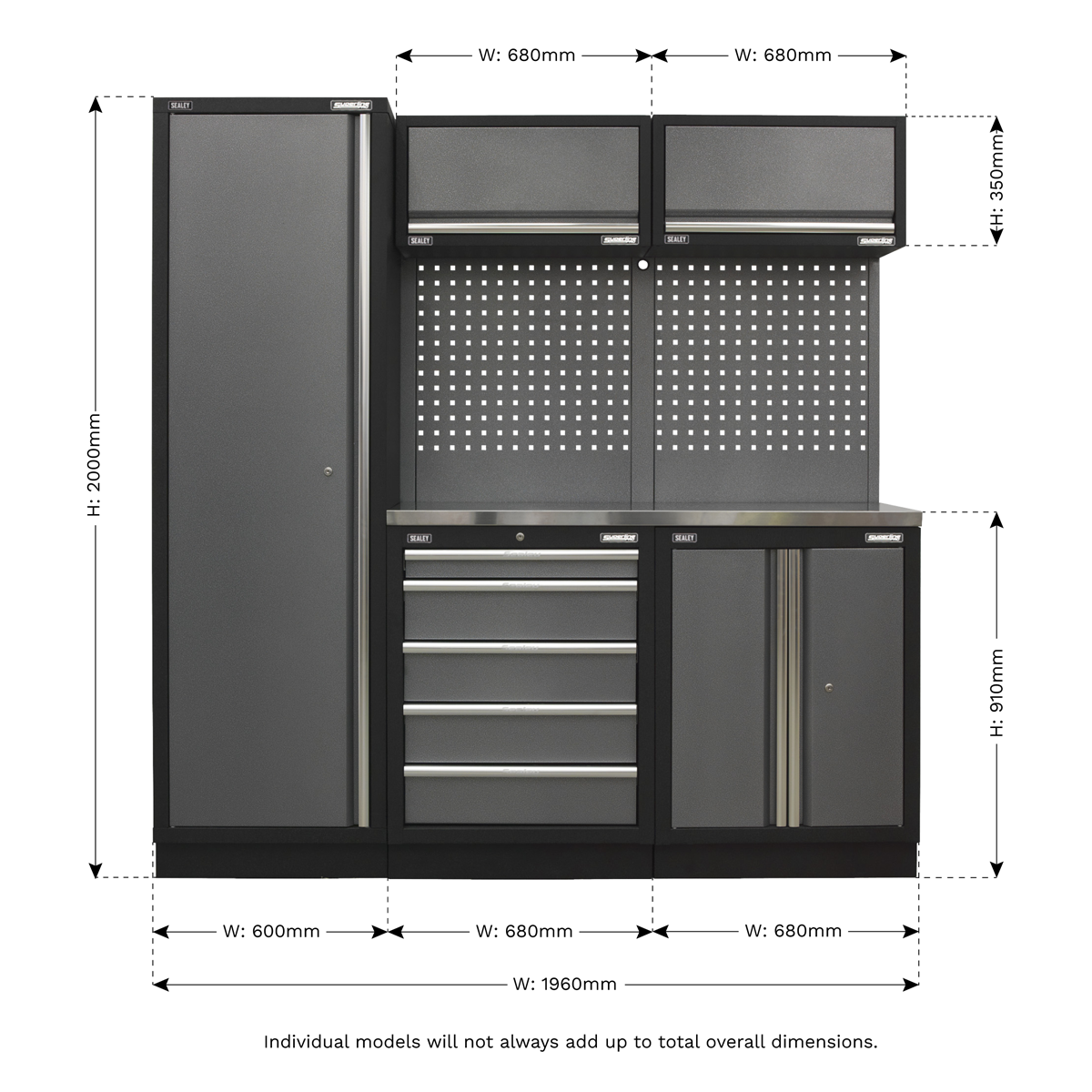 Superline PRO® 2.0m Storage System - Stainless Worktop