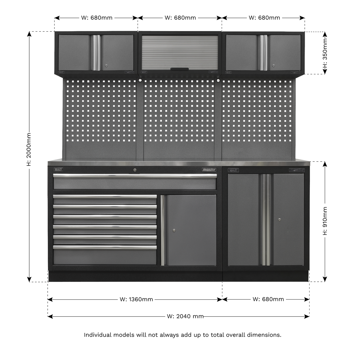 Superline PRO® 2.04m Storage System - Stainless Steel Worktop