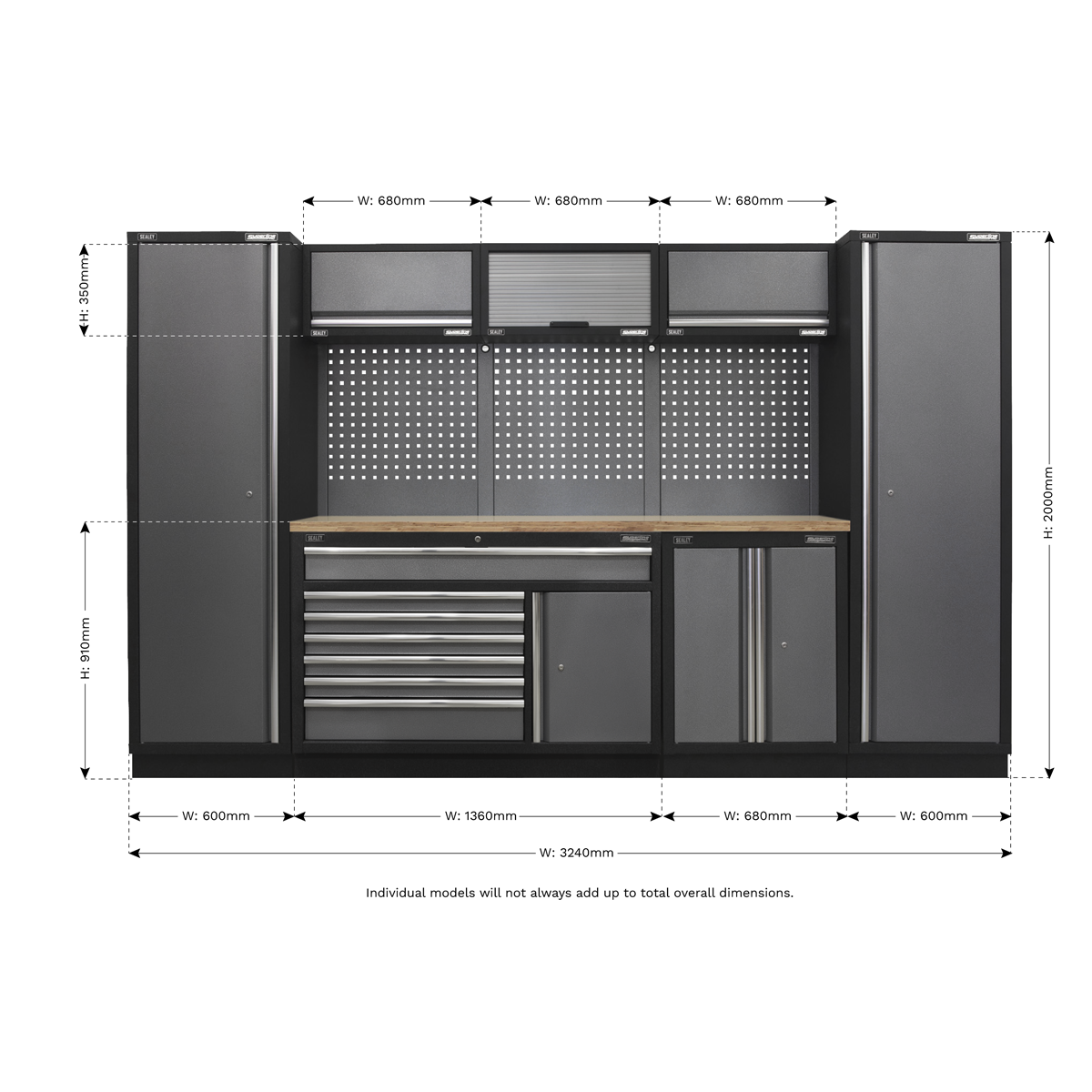 Superline PRO® 3.24m Storage System - Pressed Wood Worktop