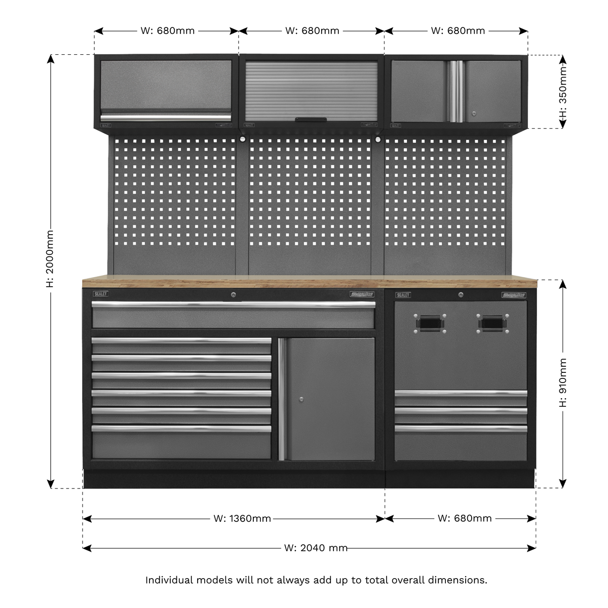 Modular Storage System Combo - Pressed Wood Worktop