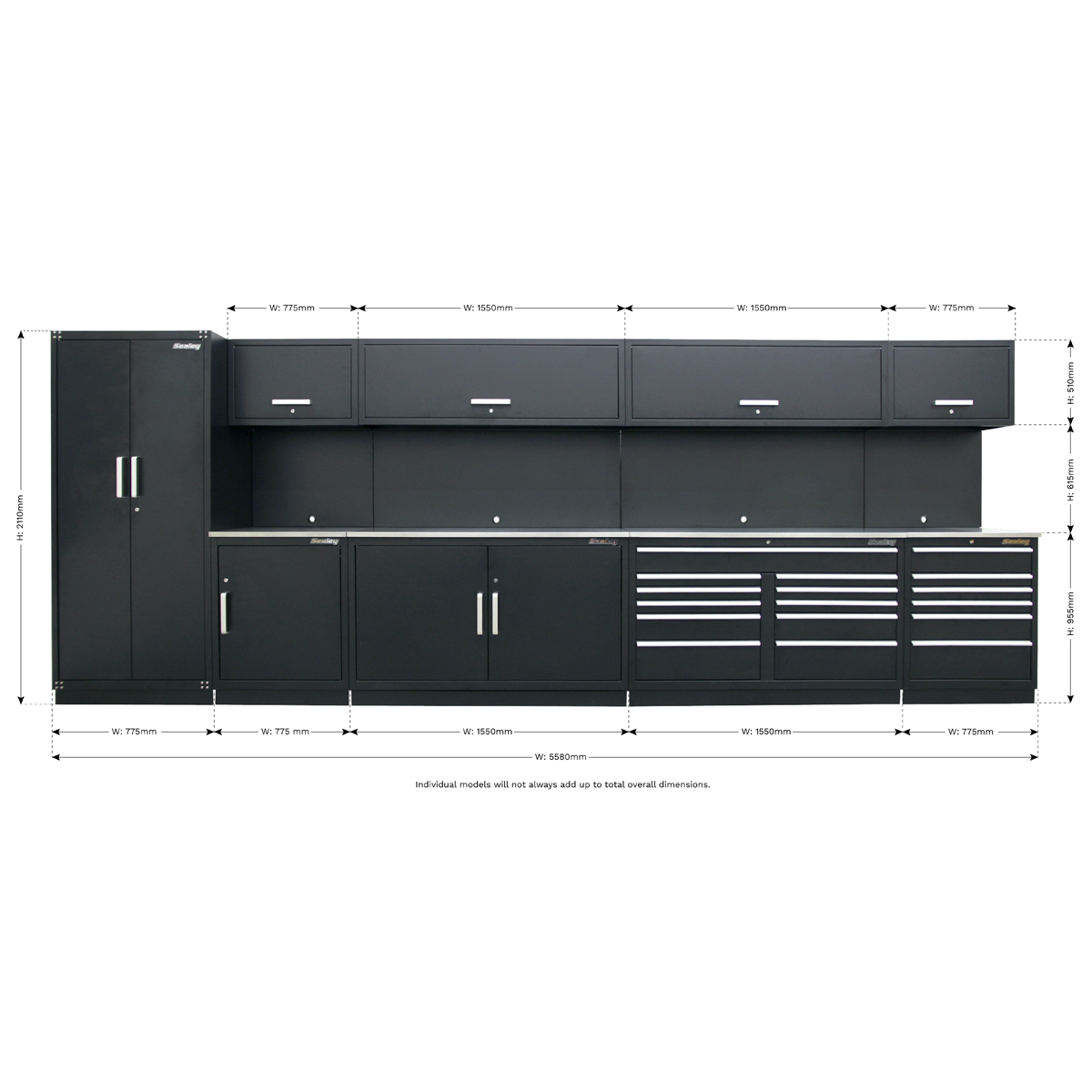 Premier 5.6m Storage System - Stainless Worktop