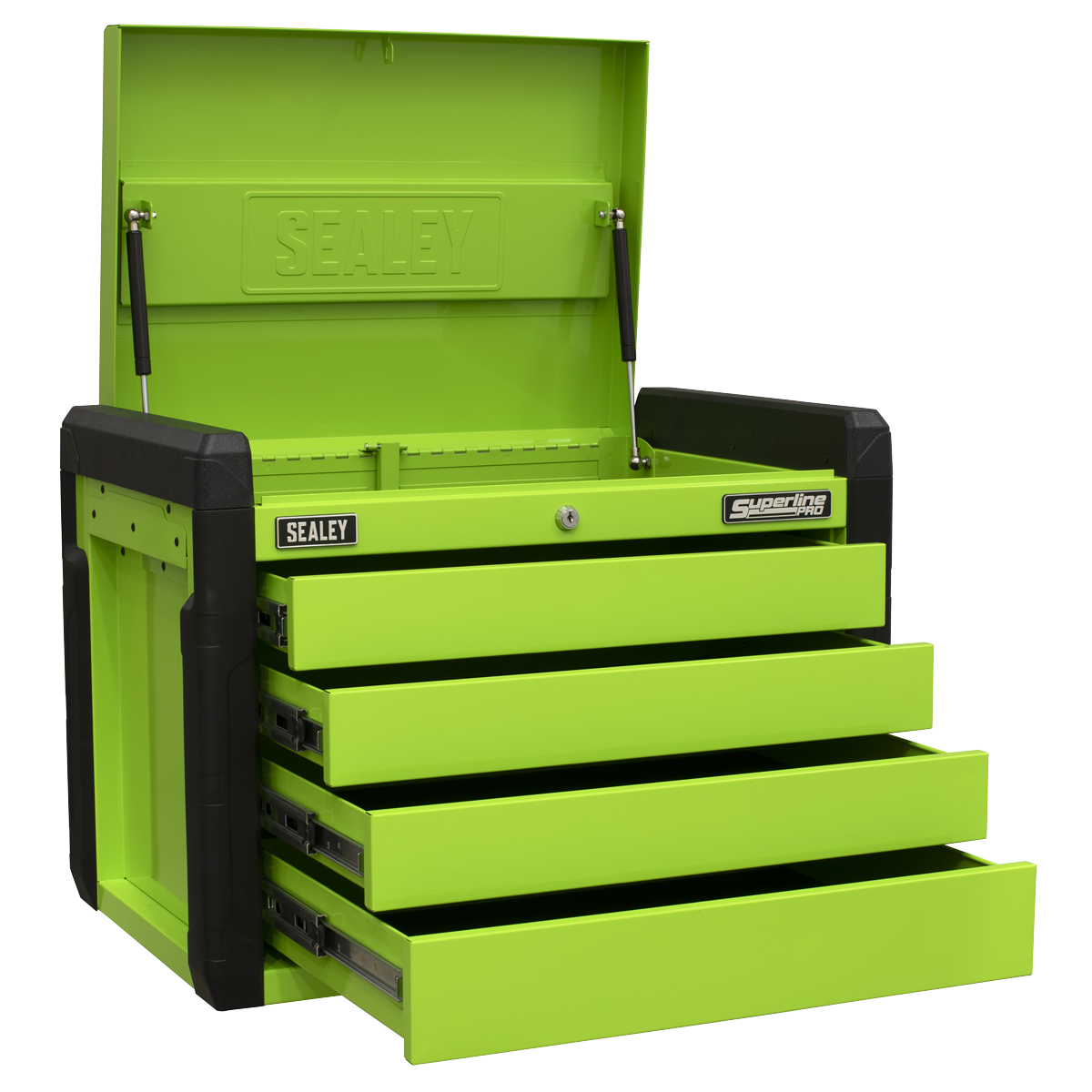 4 Drawer Push-to-Open Topchest with Ball-Bearing Slides - Hi-Vis Green