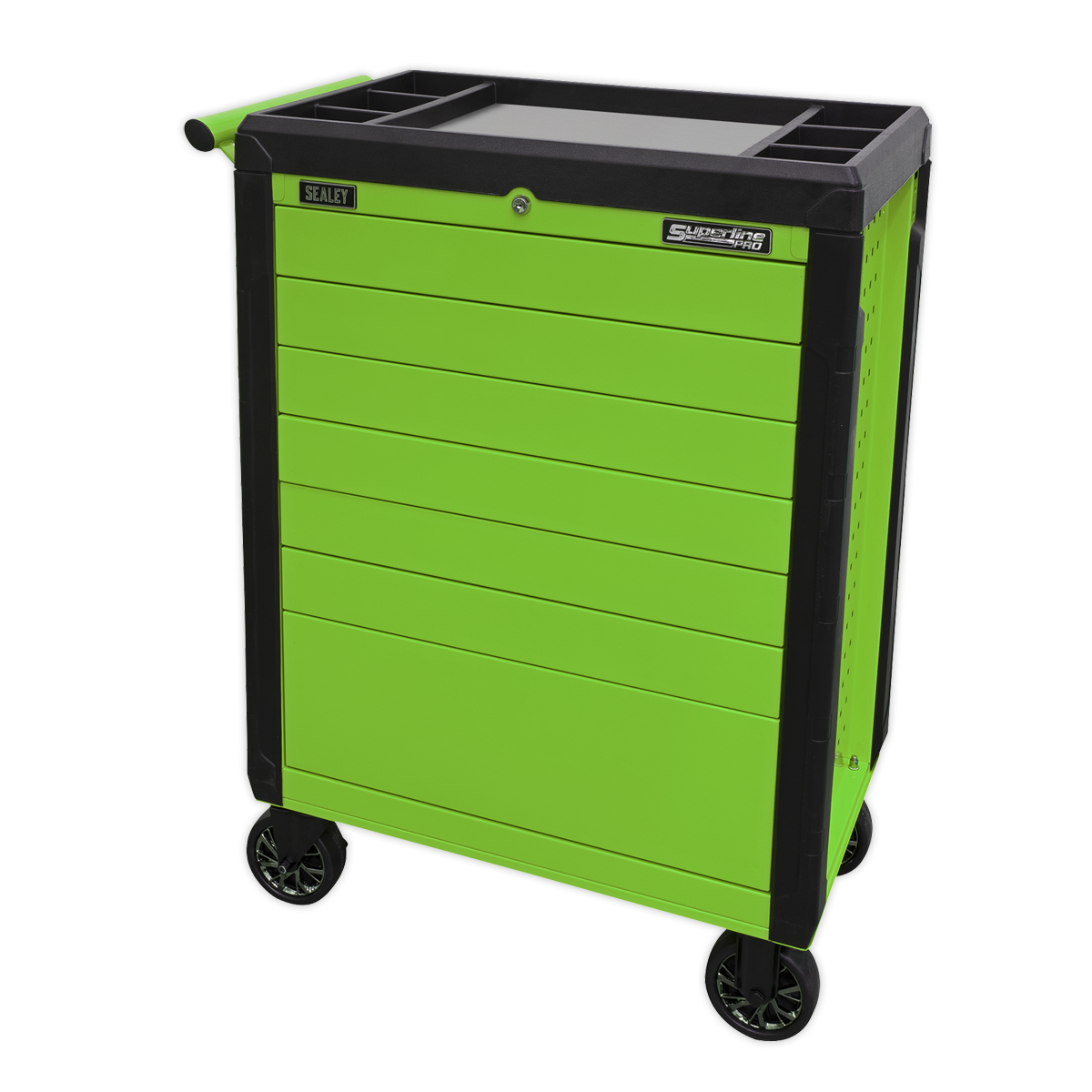 Rollcab 7 Drawer Push-To-Open Hi-Vis Green