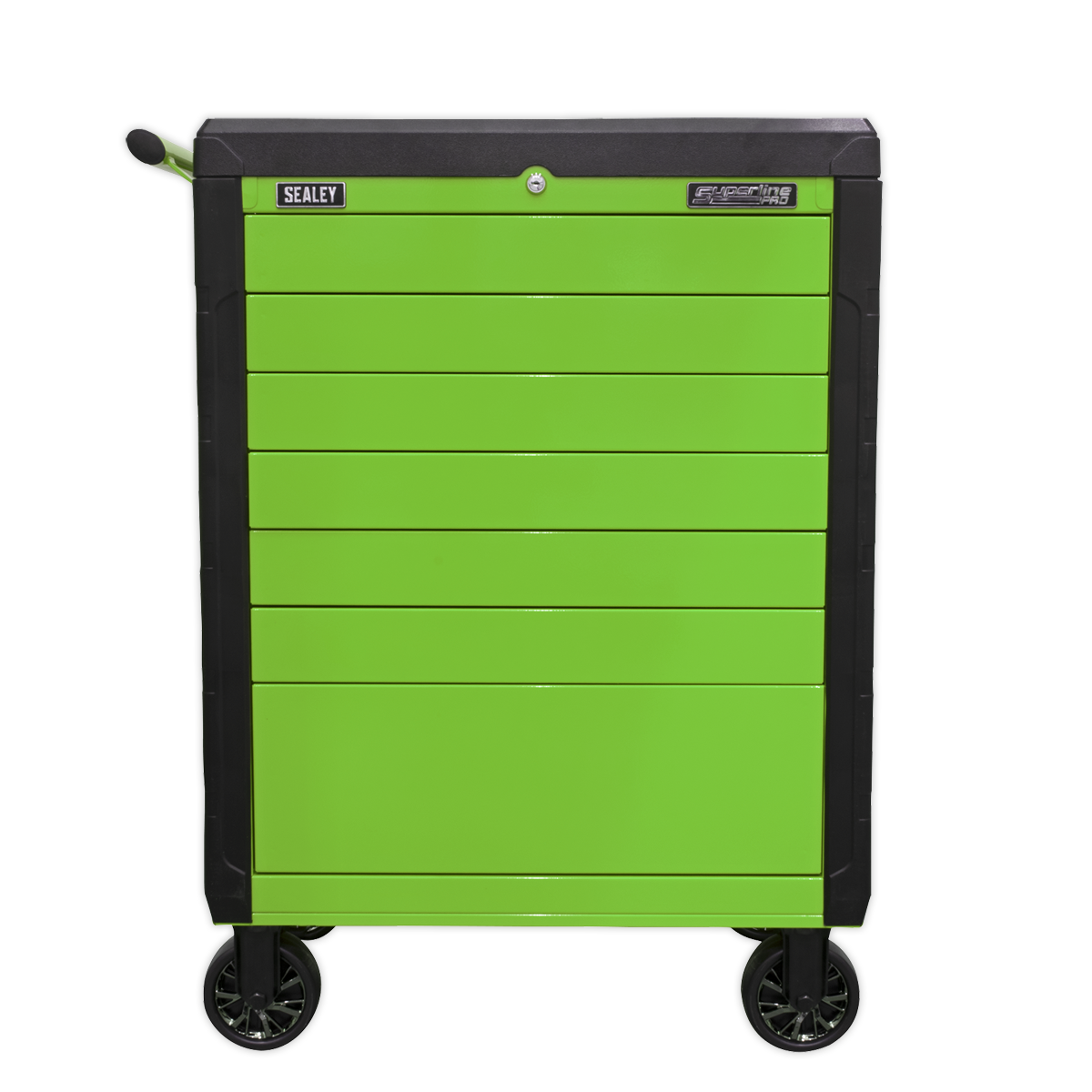 Rollcab 7 Drawer Push-To-Open Hi-Vis Green