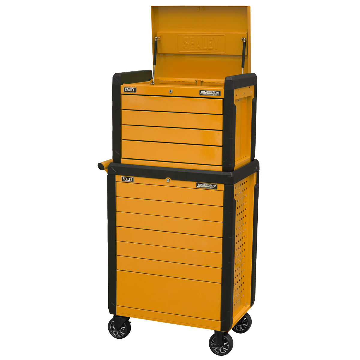 Topchest & Rollcab Combination 11 Drawer Push-To-Open Orange