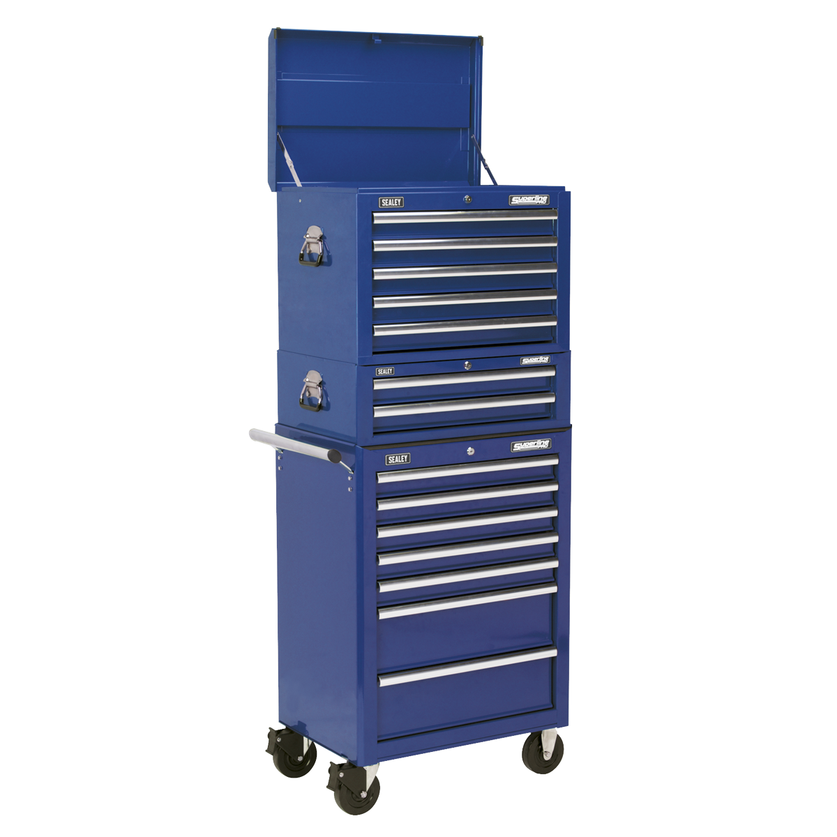 Topchest, Mid-Box & Rollcab Combination 14 Drawer with Ball-Bearing Slides - Blue