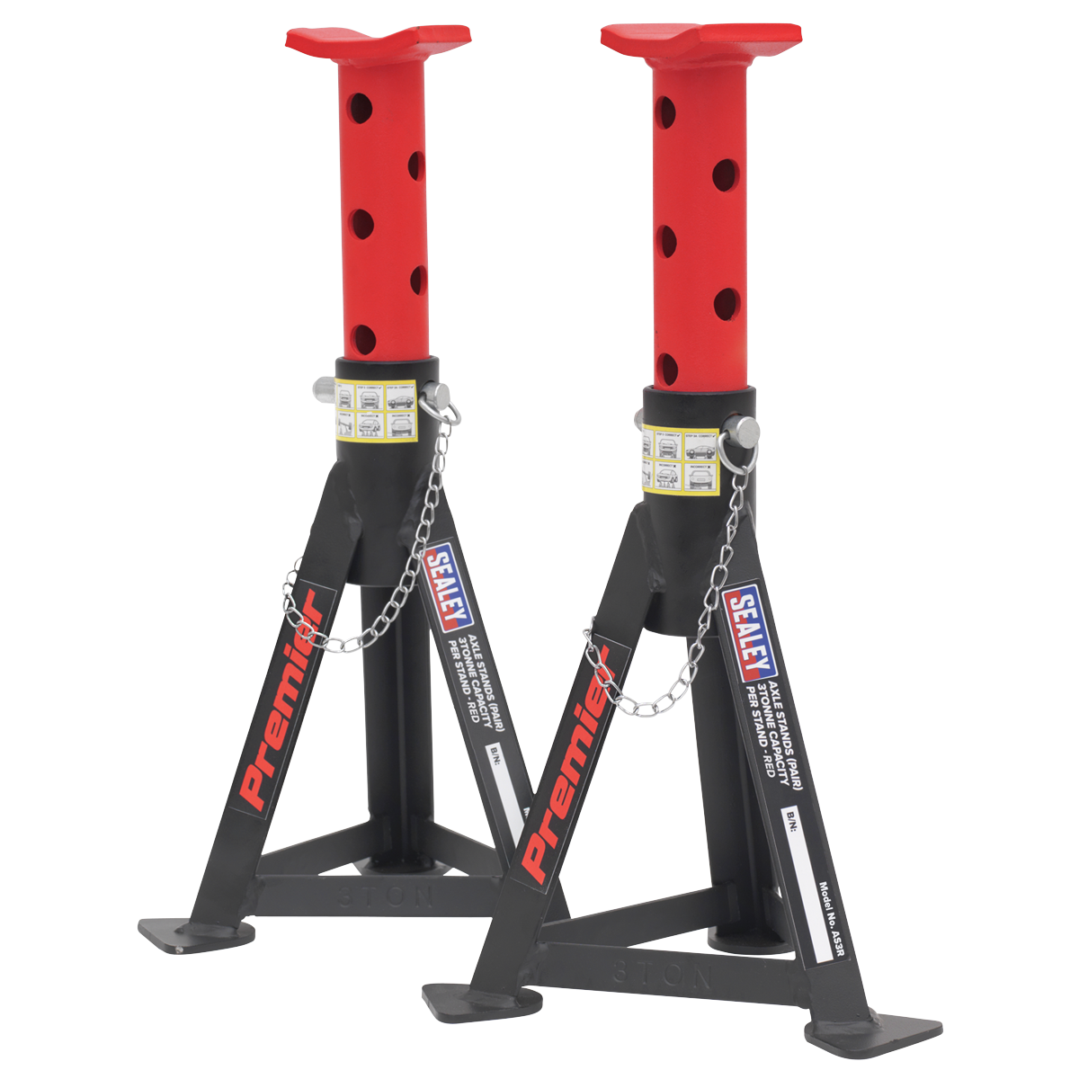 Axle Stands (Pair) 3 Tonne Capacity per Stand - Red