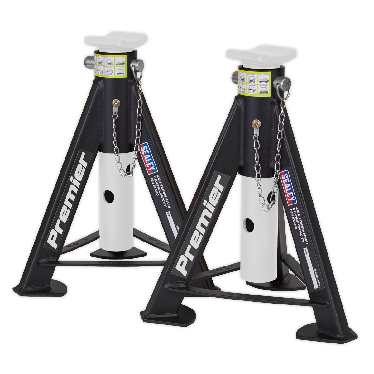 Axle Stands (Pair) 6 Tonne Capacity per Stand - White