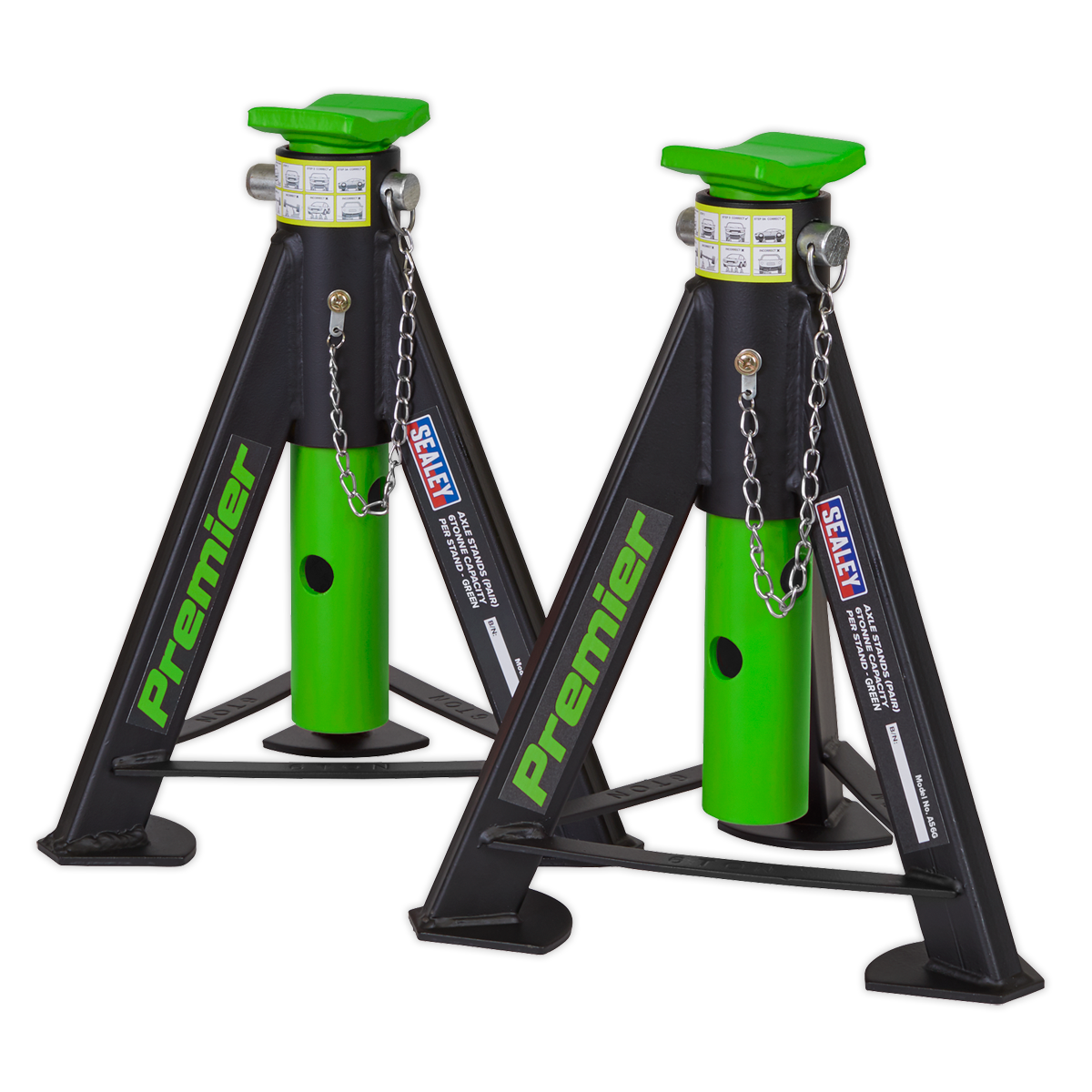 Axle Stands (Pair) 6 Tonne Capacity per Stand - Green