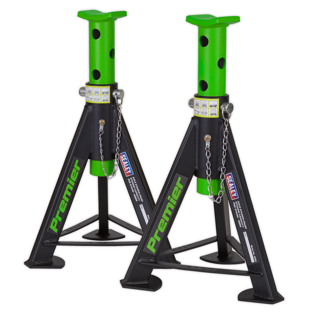 Axle Stands (Pair) 6 Tonne Capacity per Stand - Green