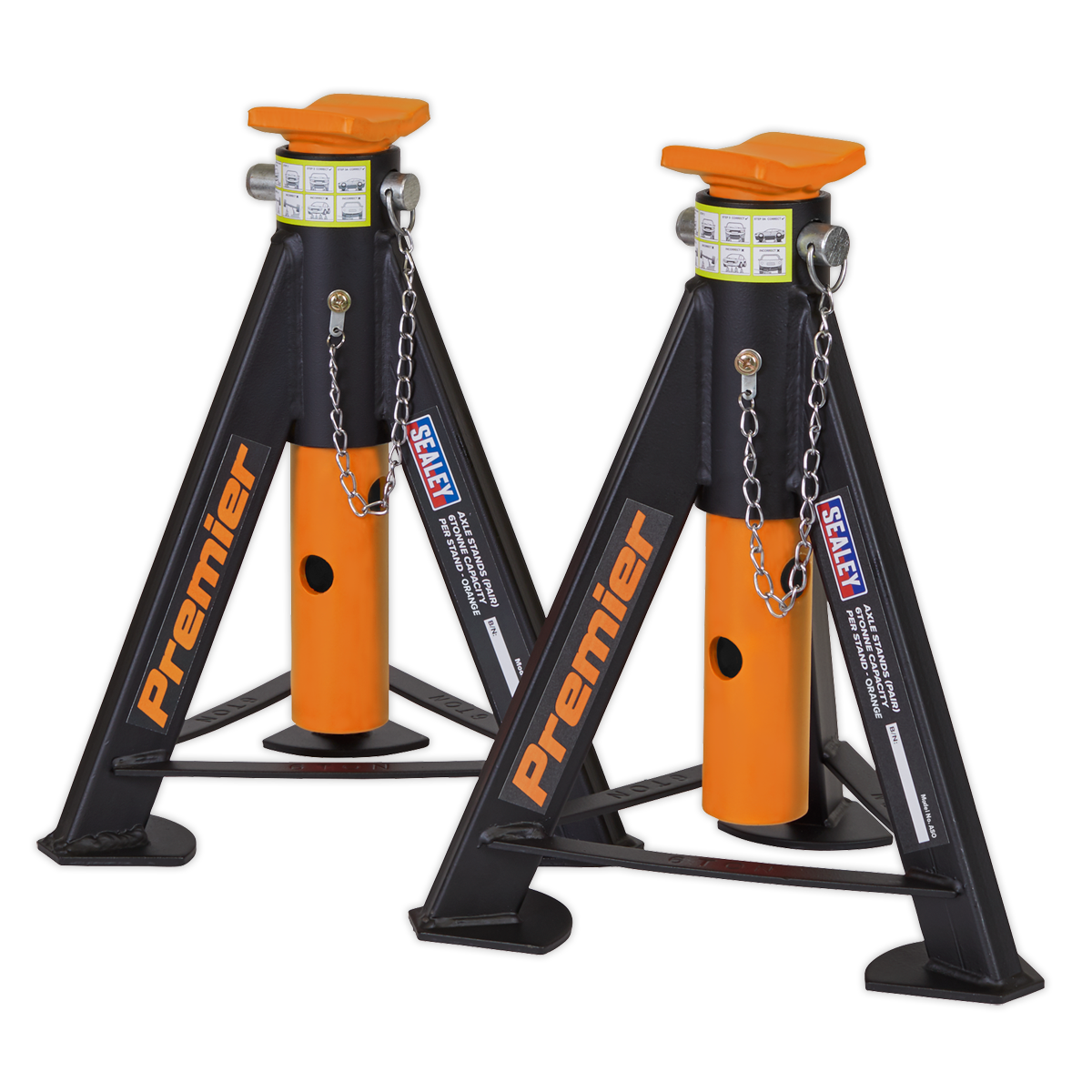 Axle Stands (Pair) 6 Tonne Capacity per Stand - Orange