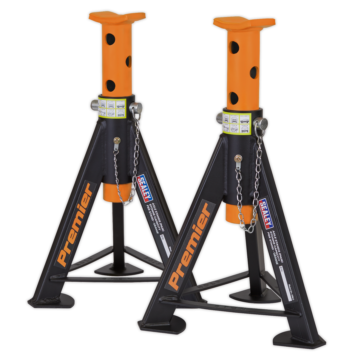 Axle Stands (Pair) 6 Tonne Capacity per Stand - Orange