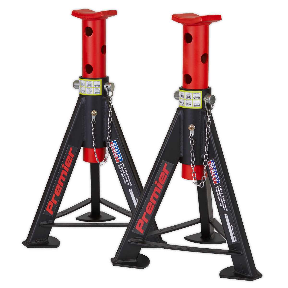 Axle Stands (Pair) 6 Tonne Capacity per Stand - Red