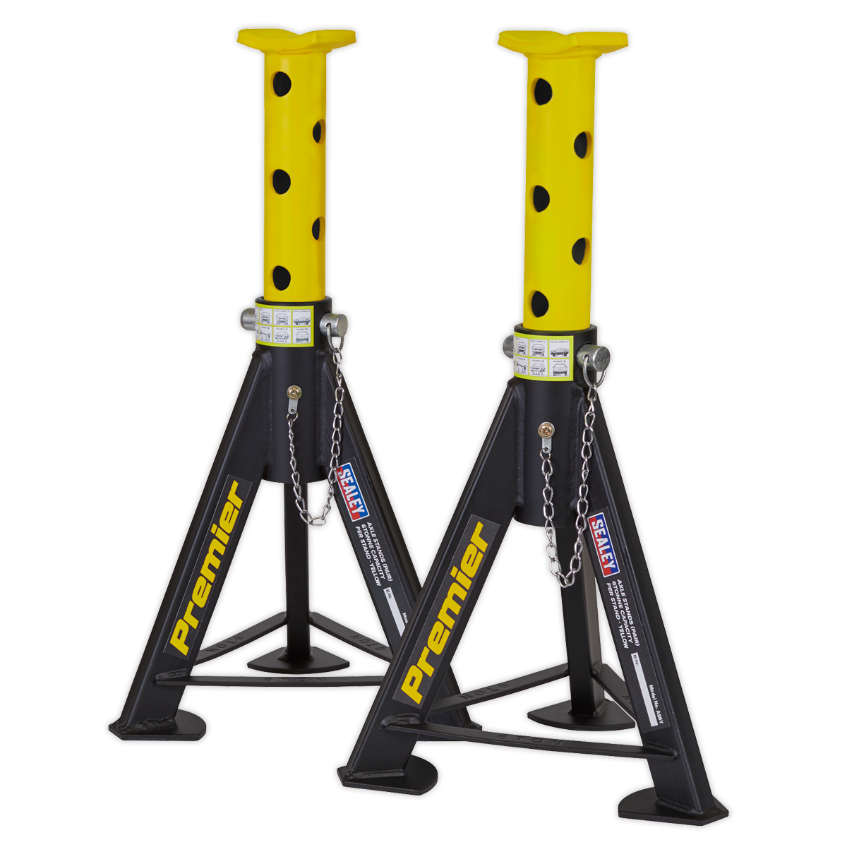 Axle Stands (Pair) 6 Tonne Capacity per Stand - Yellow