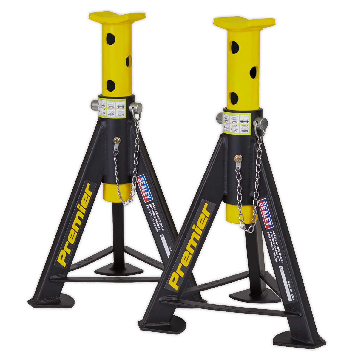 Axle Stands (Pair) 6 Tonne Capacity per Stand - Yellow