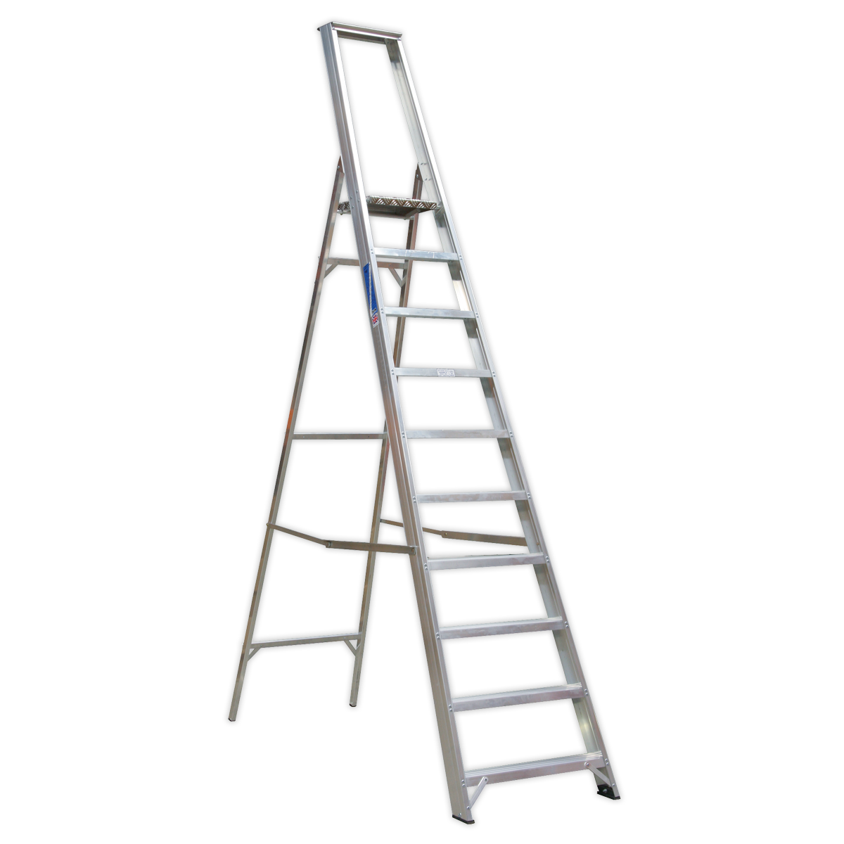 Aluminium Step Ladder 10-Tread Industrial BS 2037/1