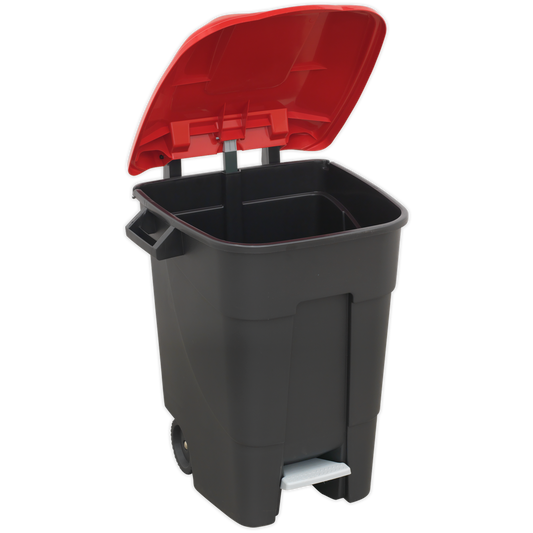 Refuse/Wheelie Bin with Foot Pedal 100L - Red