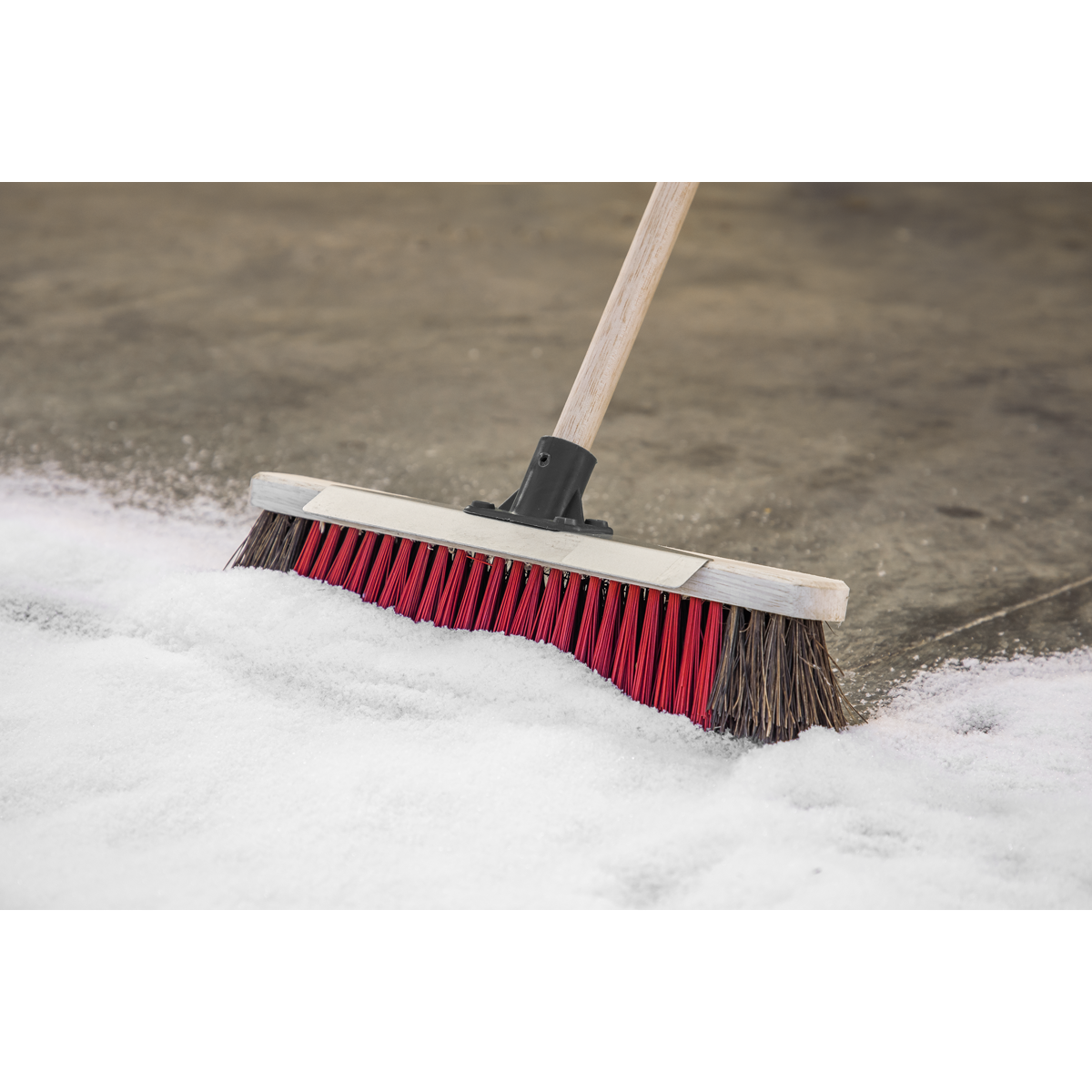 Heavy-Duty Stiff/Hard Bristle Broom with Scraper 16"(405mm)