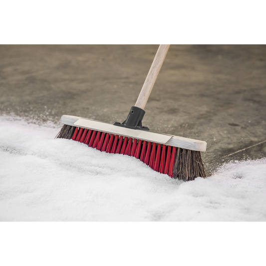 Heavy-Duty Stiff/Hard Bristle Broom with Scraper 16"(405mm)