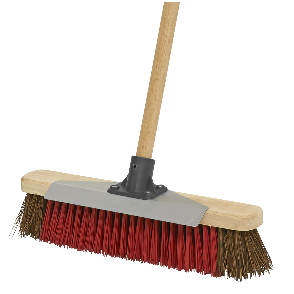 Heavy-Duty Stiff/Hard Bristle Broom with Scraper 16"(405mm)