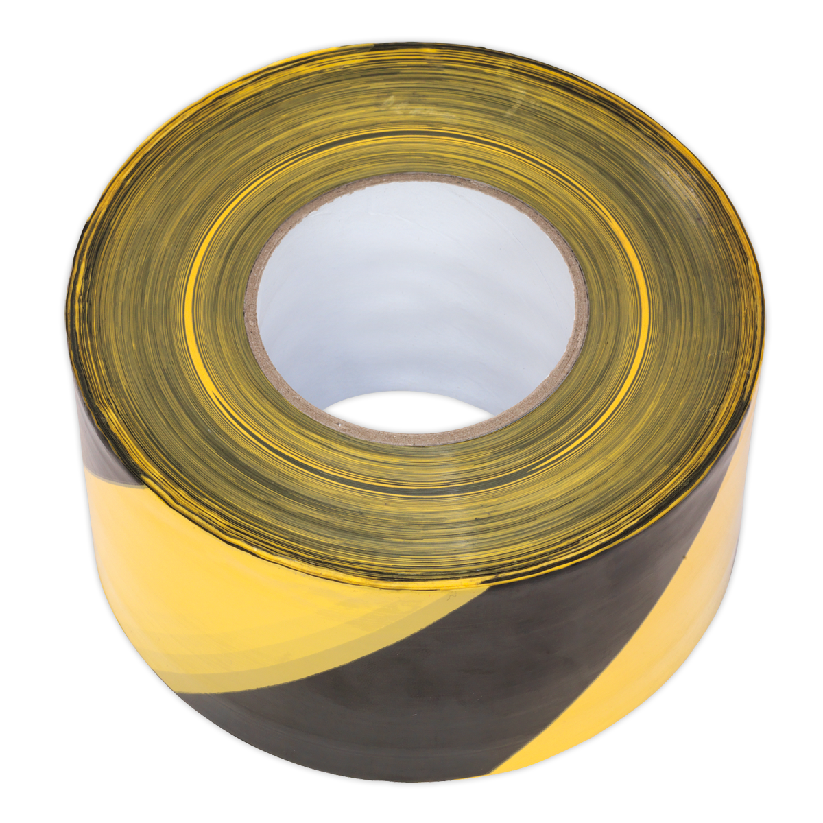 Hazard Warning Barrier Tape 80mm x 100m Black/Yellow Non-Adhesive