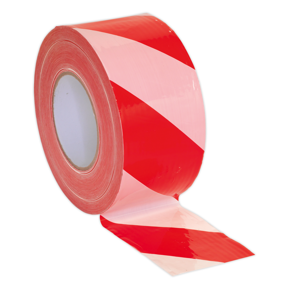 Hazard Warning Barrier Tape 80mm x 100m Red/White Non-Adhesive