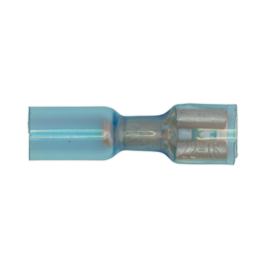 Heat Shrink Push-On Terminal 6.4mm Female Blue Pack of 25