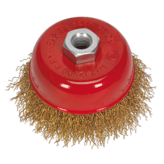 Brassed Steel Cup Brush Ø75mm M10 x 1.5mm