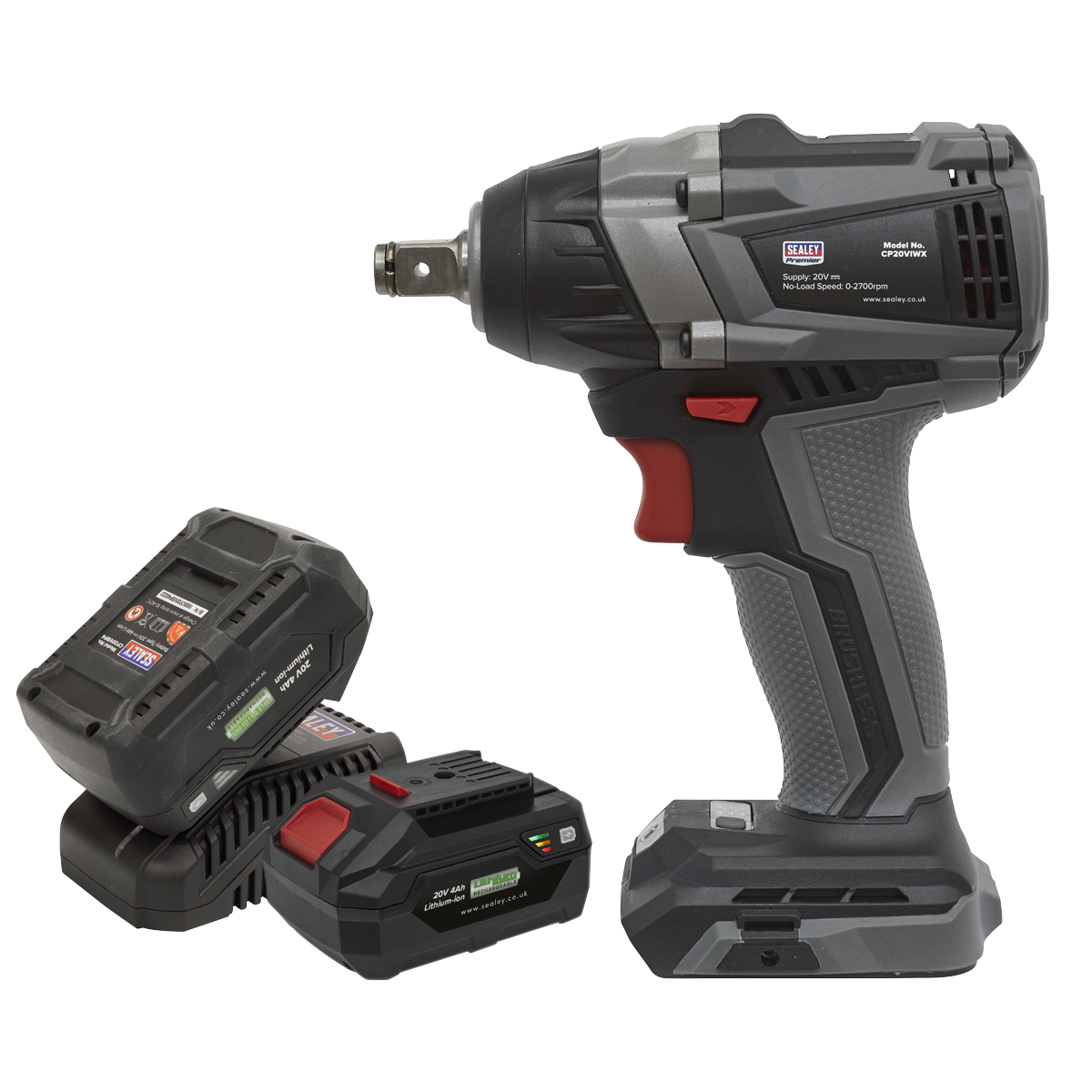 Brushless Impact Wrench Kit 1/2"Sq Drive 20V SV20 Series 4Ah