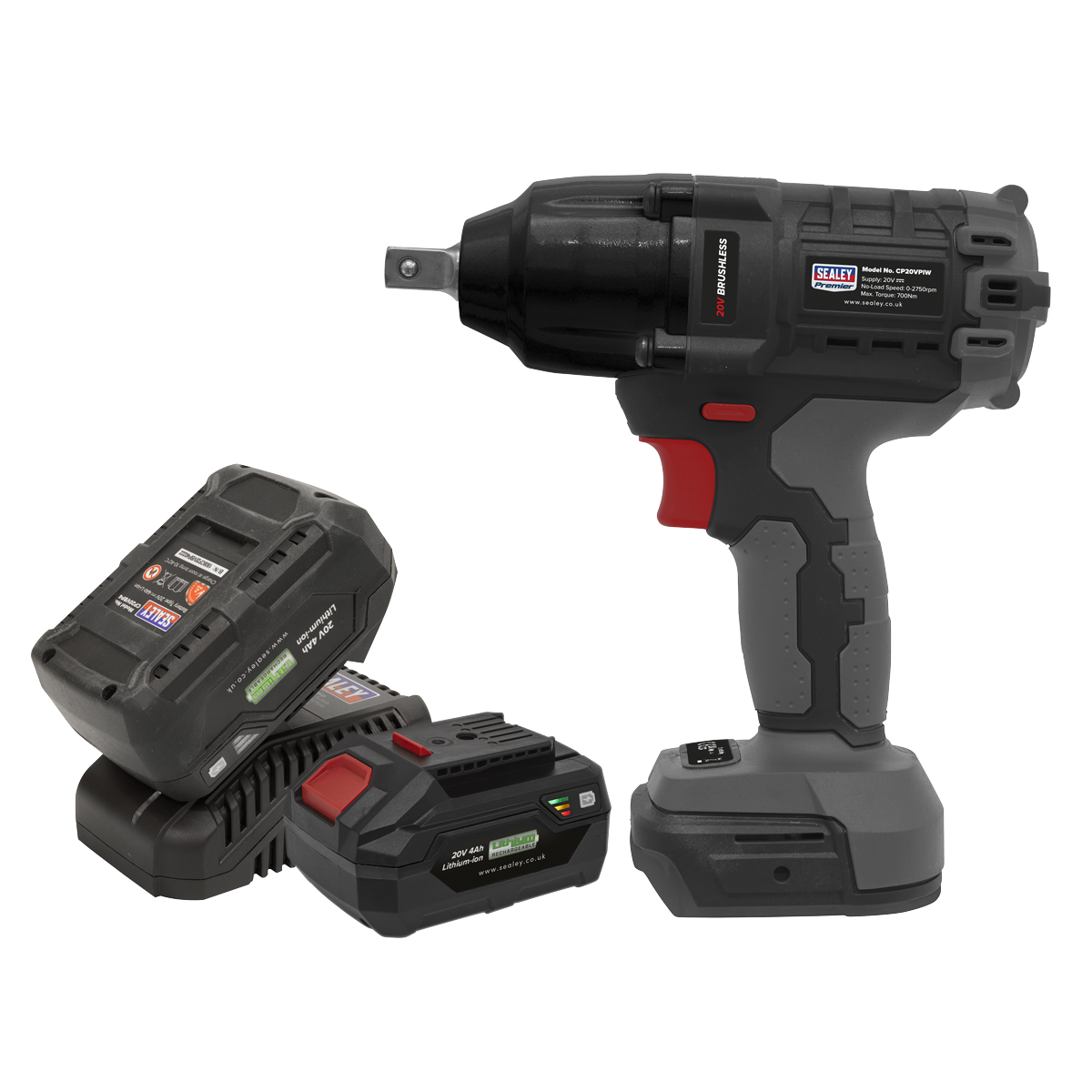 Brushless Impact Wrench Kit 1/2"Sq Drive 20V SV20 Series - 2 Batteries