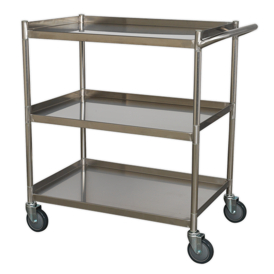 Workshop Trolley 3-Level Stainless Steel