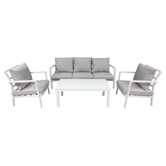 Dellonda Kyoto 4-Piece Aluminium Outdoor Garden Sofa Arm Chair Coffee Table Set