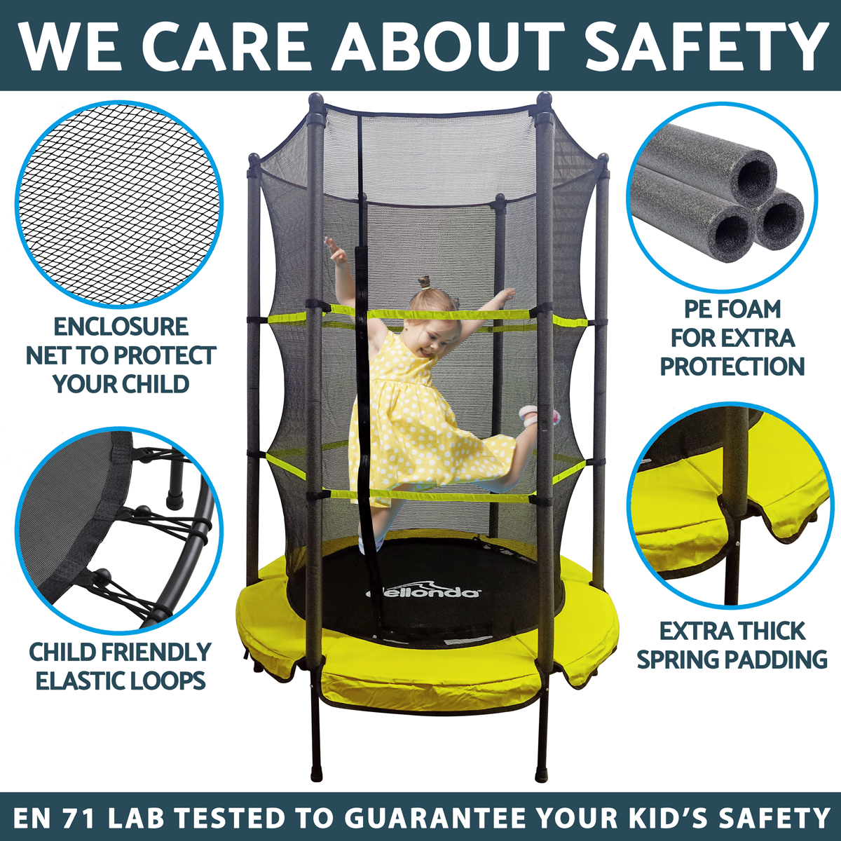 Dellonda 55" Mini Trampoline with Safety Enclosure Net