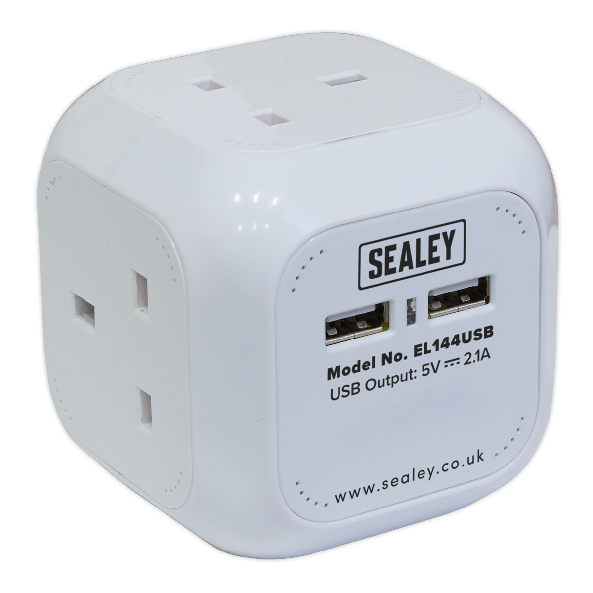 Extension Cable Cube 1.4m 4 x 230V & 2 x USB Sockets - White