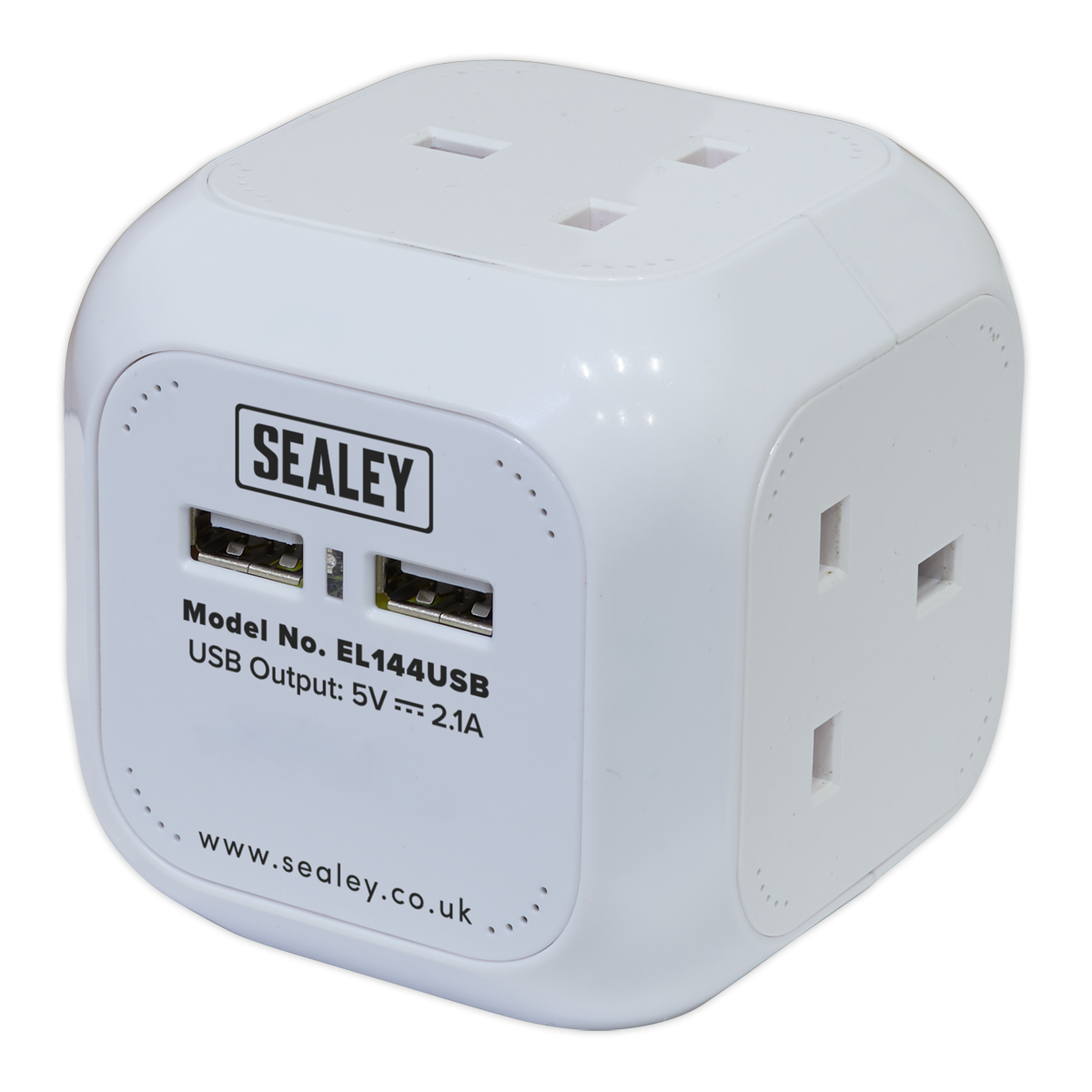 Extension Cable Cube 1.4m 4 x 230V & 2 x USB Sockets - White