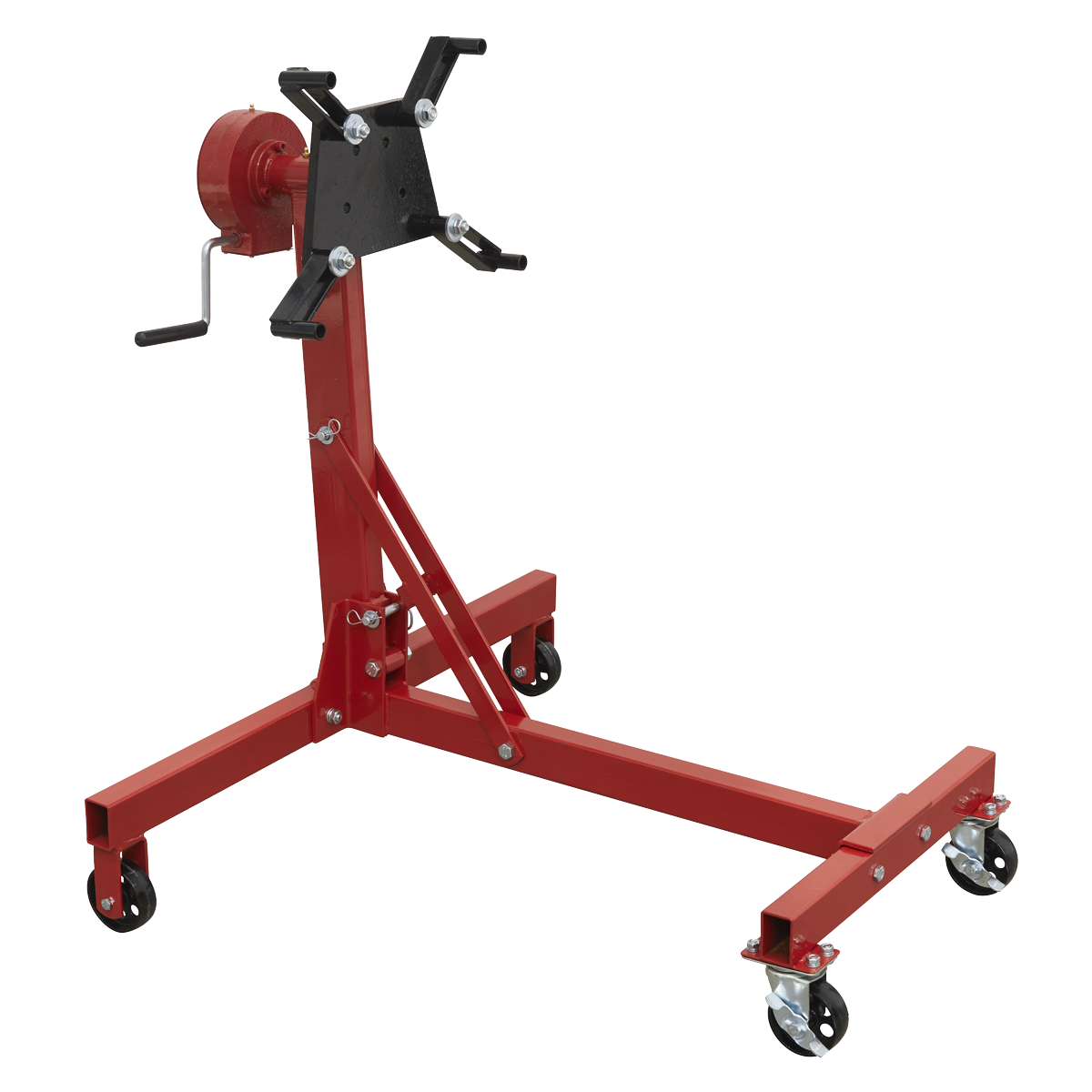 Folding 360º Rotating Engine Stand with Geared Handle Drive, 450kg Capacity