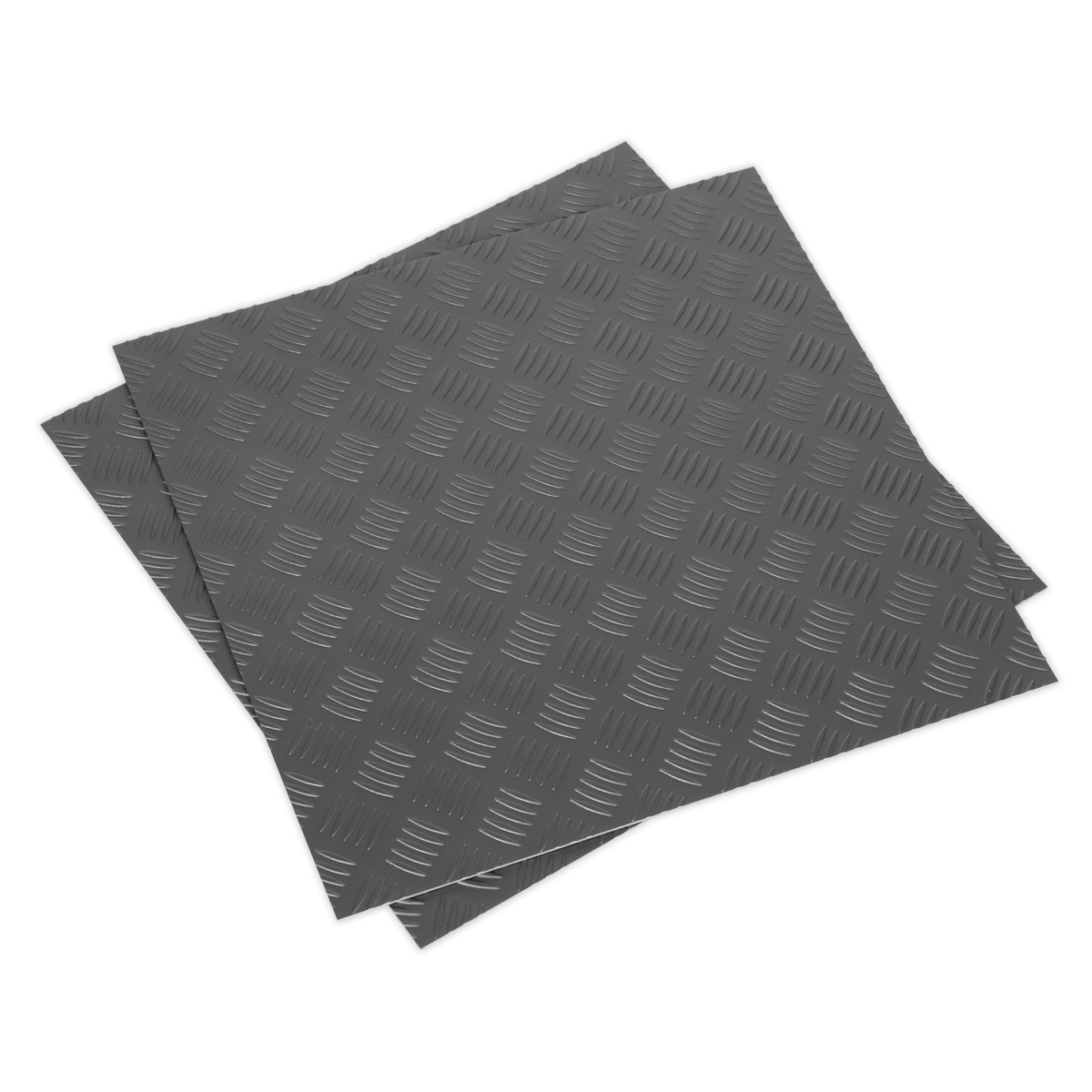 Vinyl Floor Tile with Peel & Stick Backing - Silver Treadplate Pack of 16