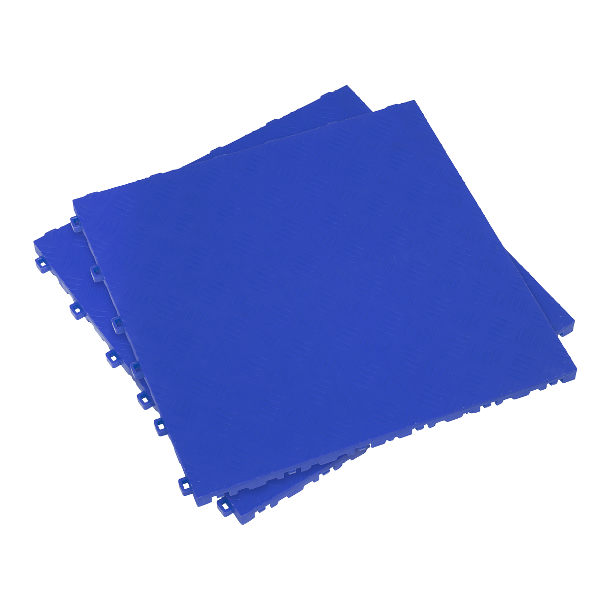 Polypropylene Floor Tile 400 x 400mm - Blue Treadplate - Pack of 9