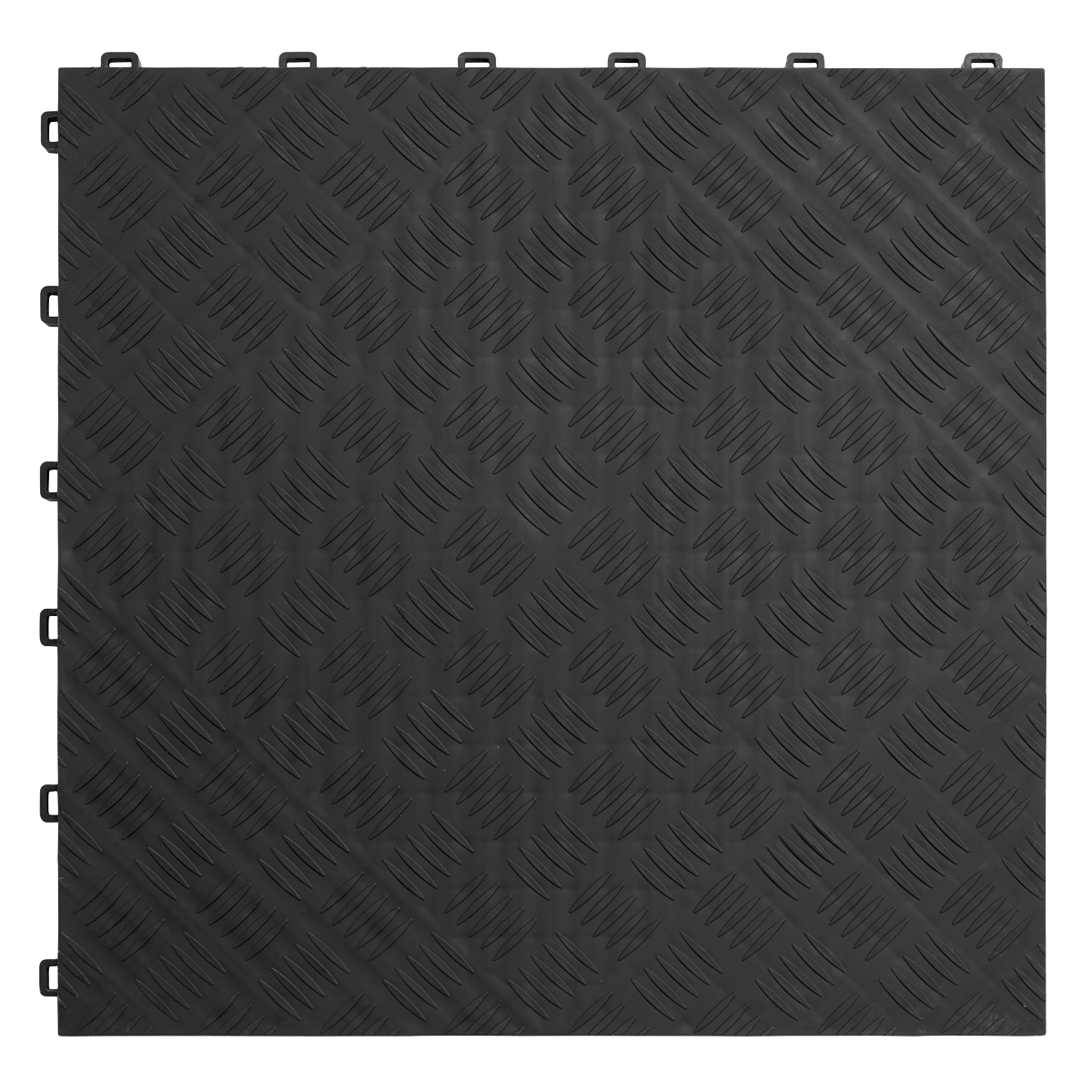 Polypropylene Floor Tile 400 x 400mm - Black Treadplate - Pack of 9