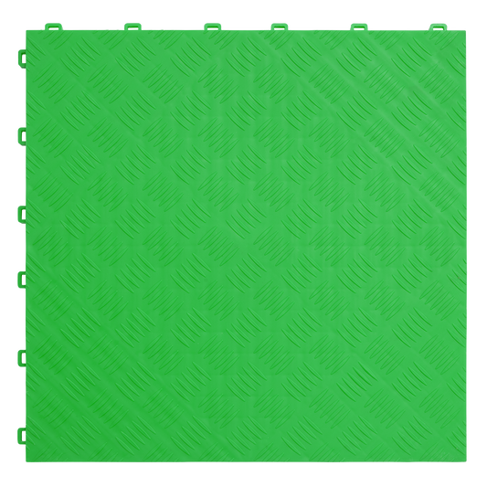 Polypropylene Floor Tile - Green Treadplate 400 x 400mm - Pack of 9