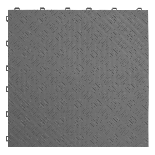 Polypropylene Floor Tile 400 x 400mm - Grey Treadplate - Pack of 9