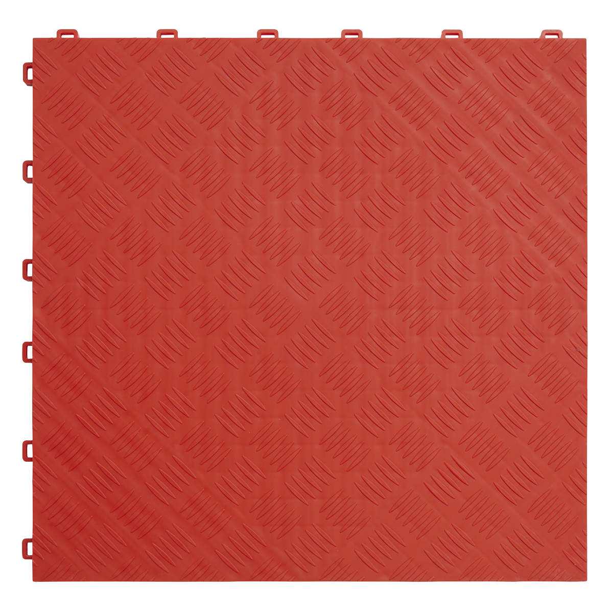 Polypropylene Floor Tile 400 x 400mm - Red Treadplate - Pack of 9