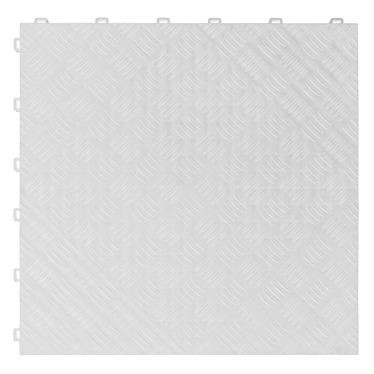 Polypropylene Floor Tile 400 x 400mm - White Treadplate - Pack of 9