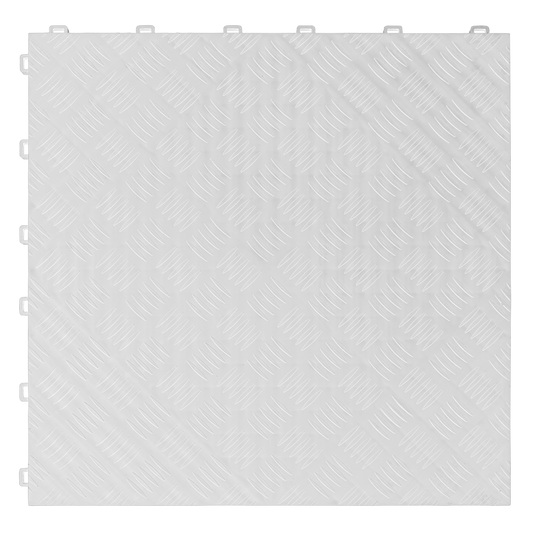 Polypropylene Floor Tile 400 x 400mm - White Treadplate - Pack of 9