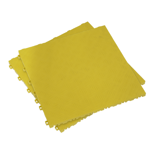 Polypropylene Floor Tile - Yellow Treadplate 400 x 400mm - Pack of 9