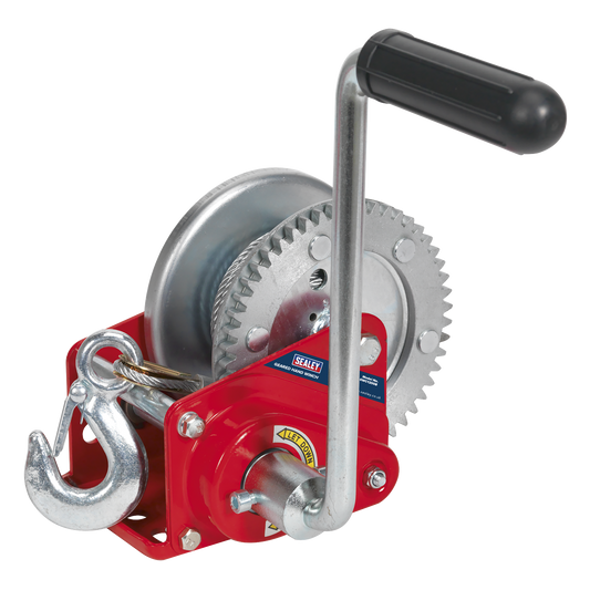 Geared Hand Winch with Brake & Cable 540kg Capacity